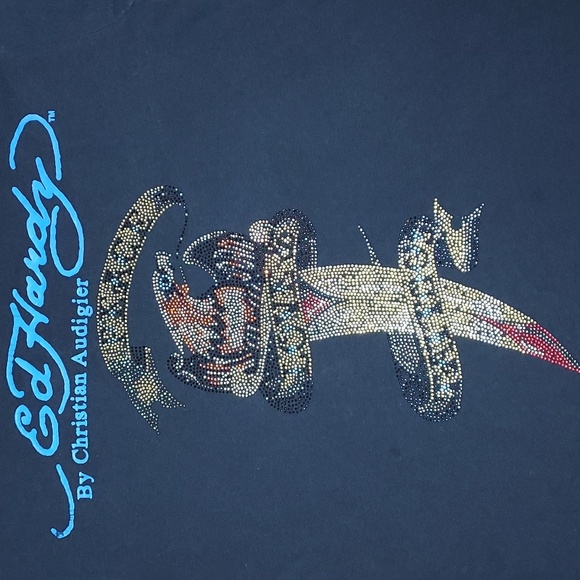 Ed Hardy Other - Vintage Ed Hardy Black Multicolored Mini Rhinestone Graphic T-Shirt Size M